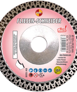 Disc Trennscheibe Dia-Scheibe Fliesen-Schneider Ausführung: gesintert, blank Ø 115 x 10,0 x 1,3 x 22,2 mm 142 0115 22
