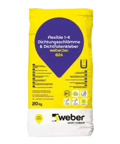 weber.tec 824 grau, Mehrsprachen, 20kg/Sack Flexible 1K Dichtungsschlämme & Dichtfolienkleber